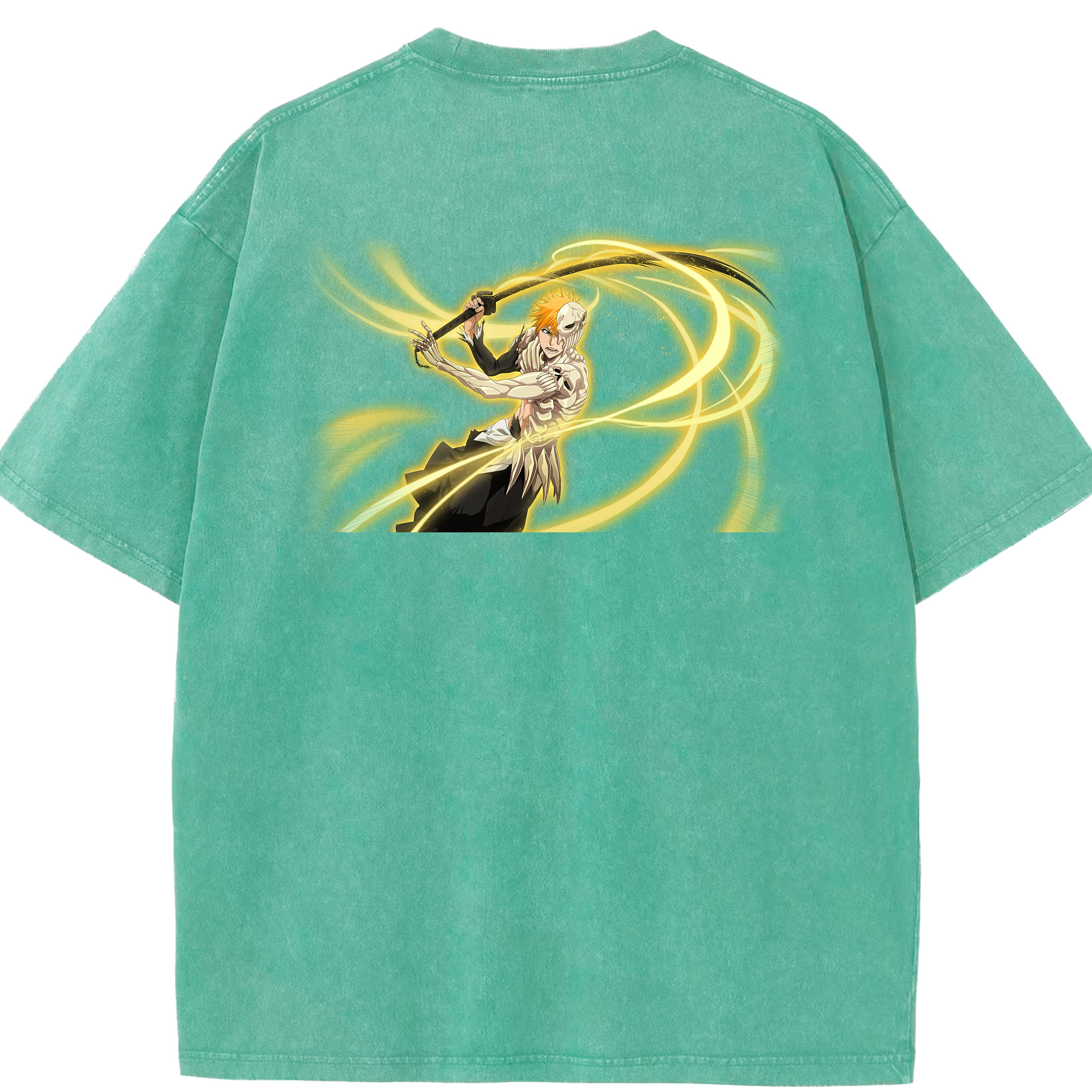 （画像用） ブリーチ 黒崎一護（くろさき いちご）BLEACH Kurosaki Ichigo 綿100% ヴィンテージ風 半袖Tシャツ（背面プリント）